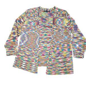 Evan Picone Multi Color Open Front Knit‎ Cardigan Size: S EUC